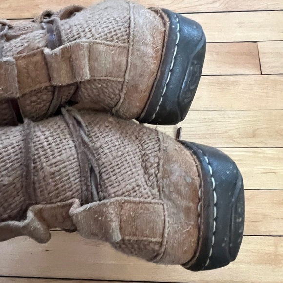 Ugg Woven Jute ankle strap boot/booties in brown fleece sheepskin lined - Picture 6 of 8
